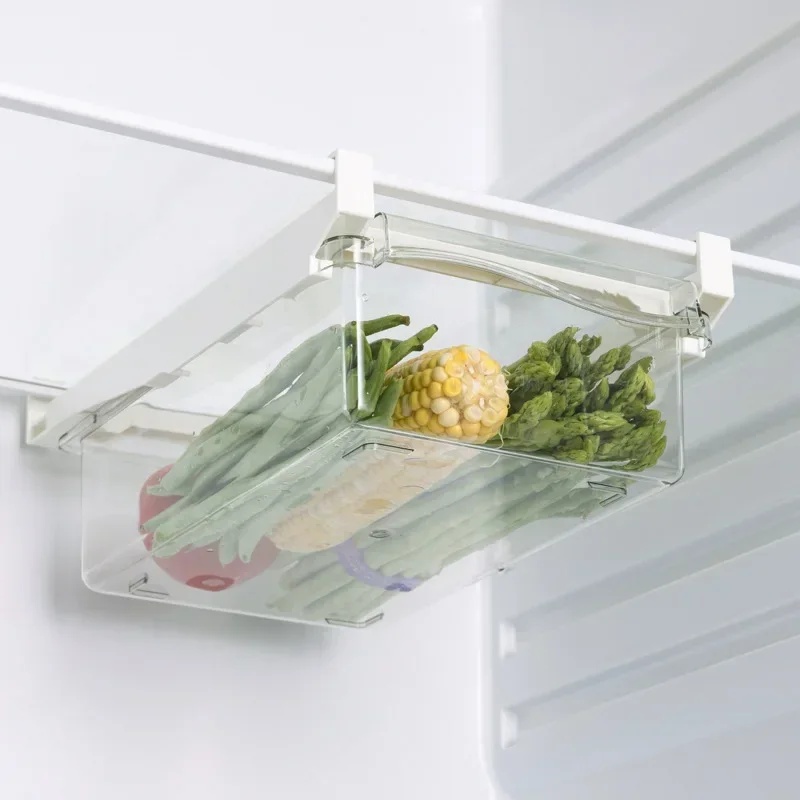 Food Storage With Dividers - Hangende uittrekbare koelkastlade-organizer, plastic schuifbare opbergdoos