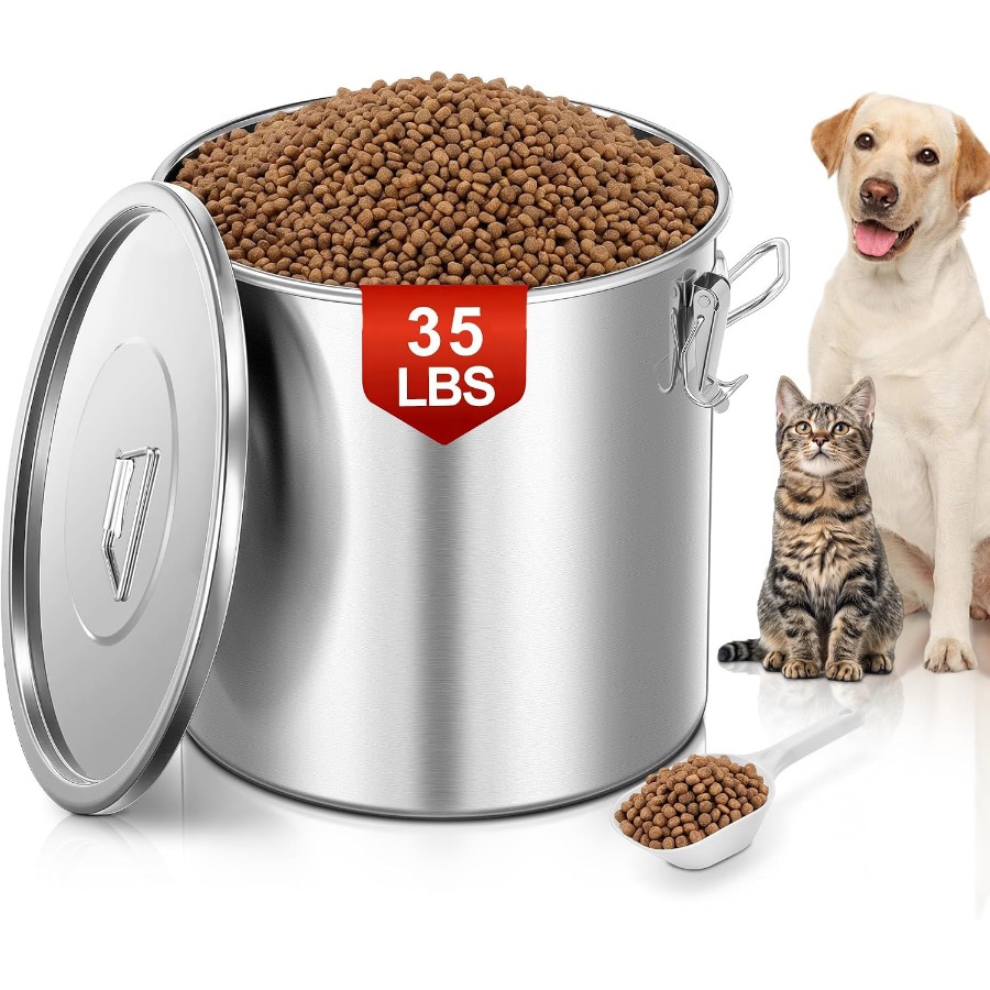 Food Storage Containers - 35LBS luchtdichte roestvrijstalen hondenvoedsel bewaardoos