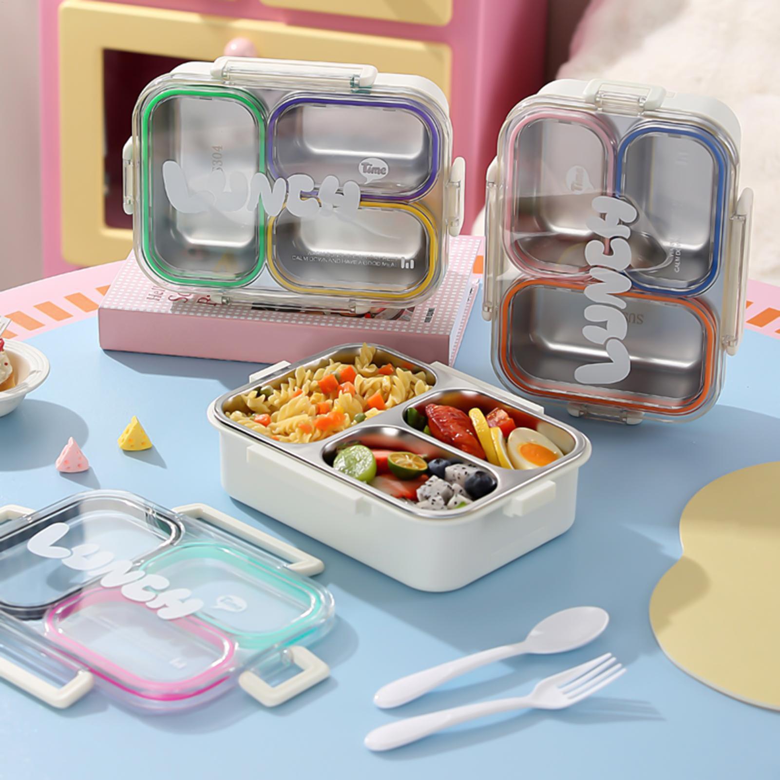 Food Storage With Dividers - Roestvrijstalen lunchbox, verdeeld, lekvrij, voor schoolkinderen,
