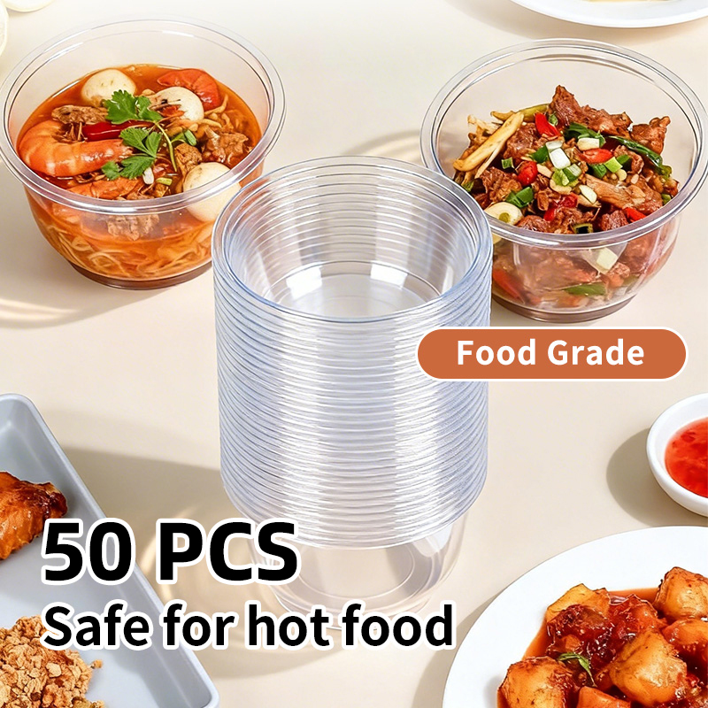 Food Storage Meals - Wegwerp plastic kommen transparant, stevig, voor