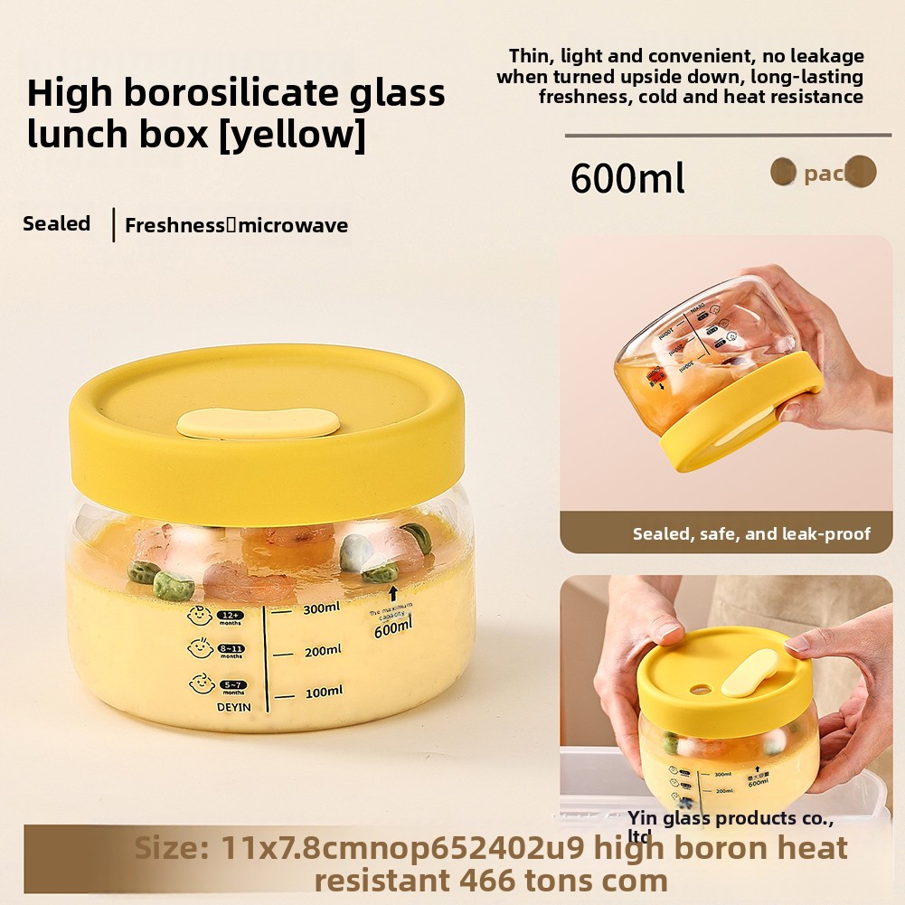 Food Storage Oven Safe - Glazen voedselopslagcontainer Luchtdicht lekvrij voedselkom Bento