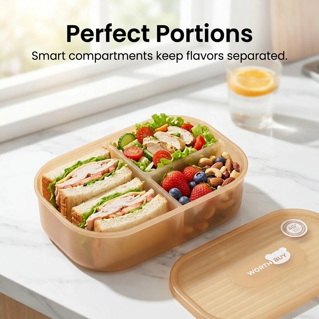 Afneembare plastic bentobox, g - Food Storage With Dividers recensie en prijs